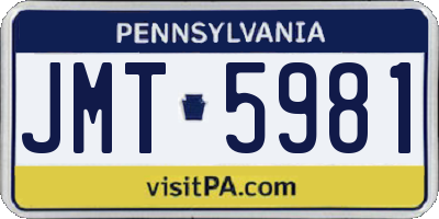 PA license plate JMT5981