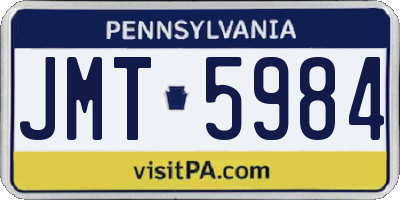 PA license plate JMT5984