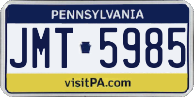 PA license plate JMT5985