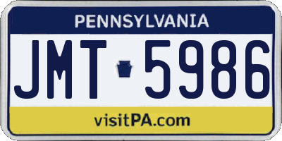 PA license plate JMT5986