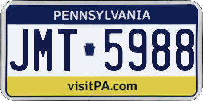 PA license plate JMT5988