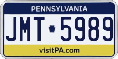 PA license plate JMT5989