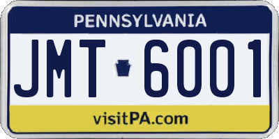 PA license plate JMT6001