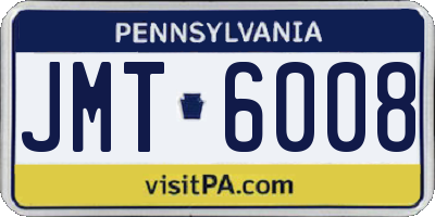 PA license plate JMT6008