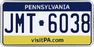 PA license plate JMT6038
