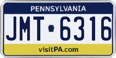 PA license plate JMT6316