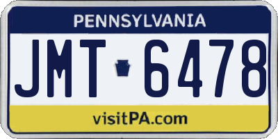 PA license plate JMT6478