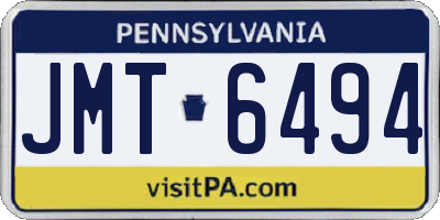 PA license plate JMT6494