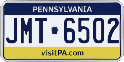 PA license plate JMT6502
