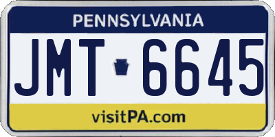 PA license plate JMT6645