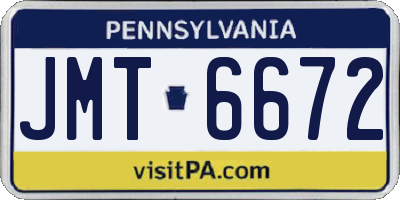 PA license plate JMT6672