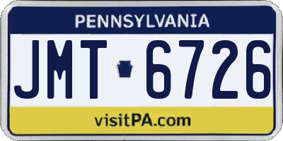 PA license plate JMT6726