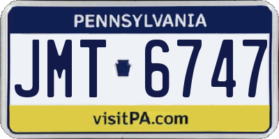PA license plate JMT6747