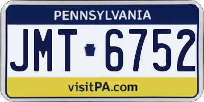 PA license plate JMT6752