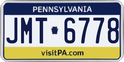 PA license plate JMT6778