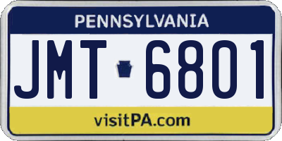 PA license plate JMT6801