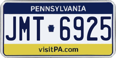 PA license plate JMT6925