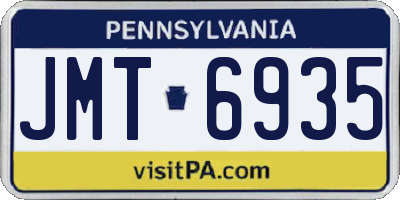PA license plate JMT6935