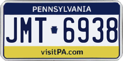 PA license plate JMT6938