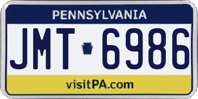 PA license plate JMT6986