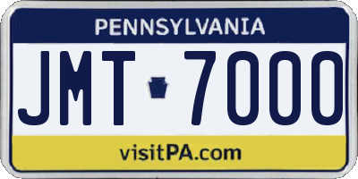 PA license plate JMT7000