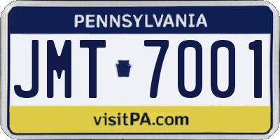 PA license plate JMT7001
