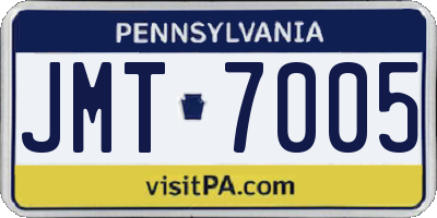 PA license plate JMT7005