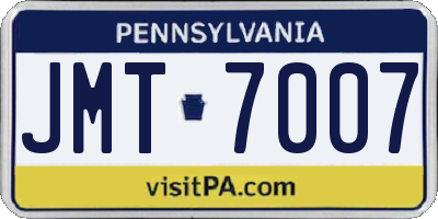 PA license plate JMT7007