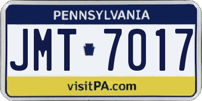 PA license plate JMT7017