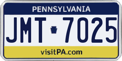 PA license plate JMT7025