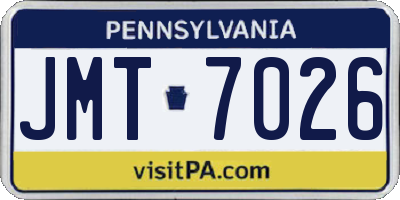 PA license plate JMT7026