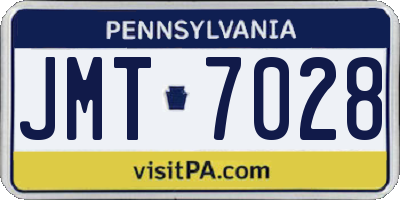 PA license plate JMT7028