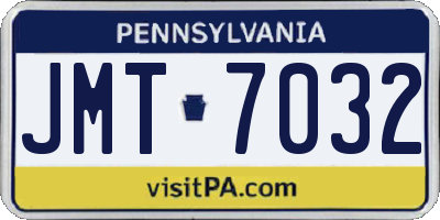 PA license plate JMT7032