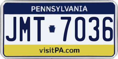PA license plate JMT7036
