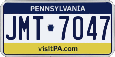 PA license plate JMT7047