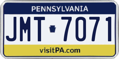 PA license plate JMT7071