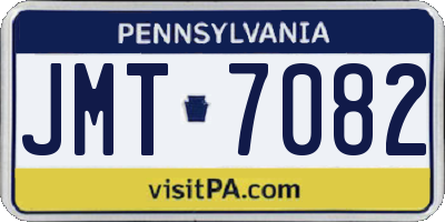 PA license plate JMT7082