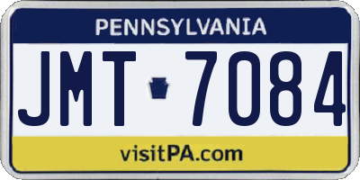 PA license plate JMT7084