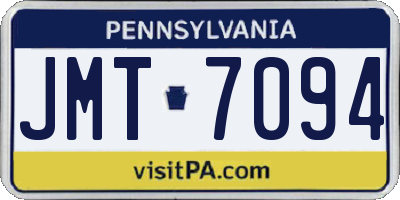 PA license plate JMT7094