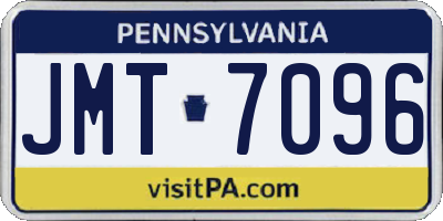 PA license plate JMT7096
