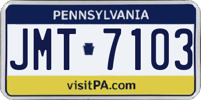 PA license plate JMT7103