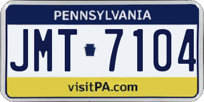 PA license plate JMT7104