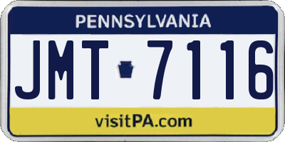 PA license plate JMT7116