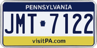 PA license plate JMT7122