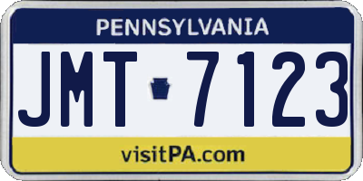 PA license plate JMT7123