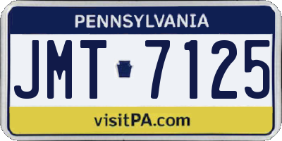PA license plate JMT7125