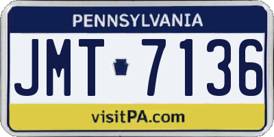 PA license plate JMT7136