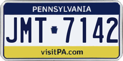 PA license plate JMT7142
