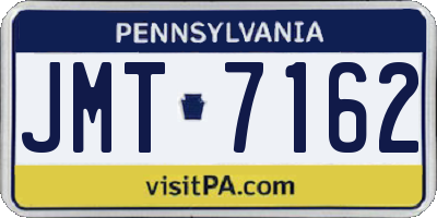 PA license plate JMT7162