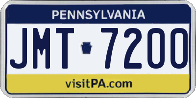 PA license plate JMT7200